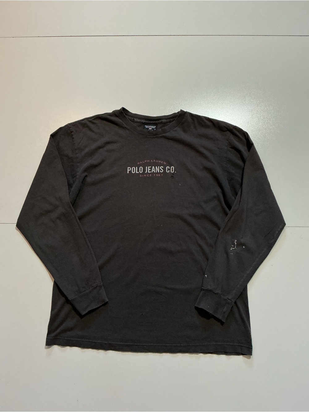 Vintage Polo Jeans Company Ralph Lauren Faded Black Graphic L/S T-Shirt